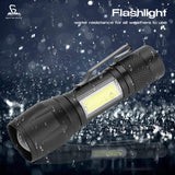 Greenlands Mini LED Rechargeable Pocket Torch – 200 Lumens, 3 Modes, Zoom Focus | Camping & Hiking Flashlight