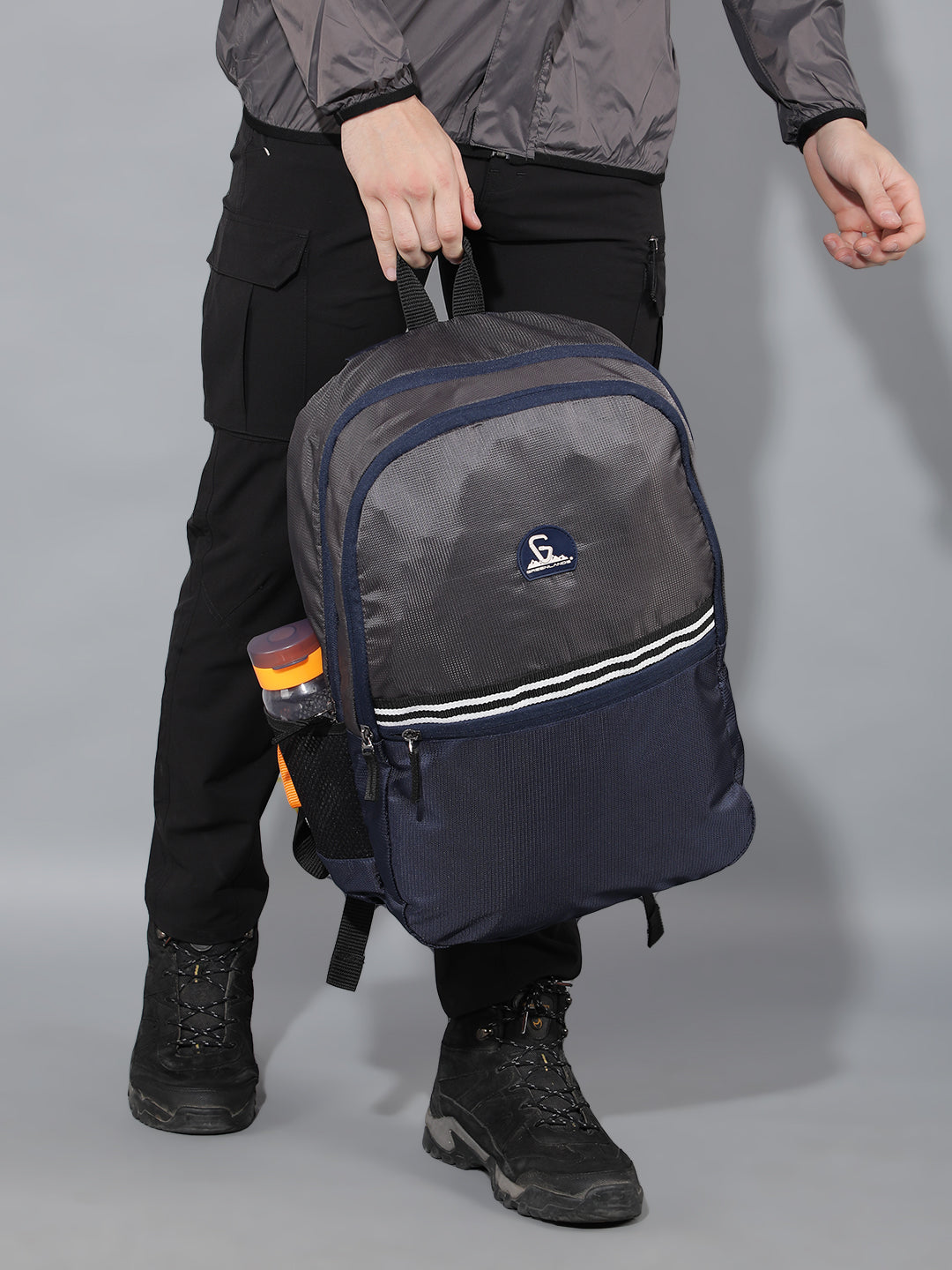 Greenlands 29L Stria Lightweight Backpack (Grey/Navy) | S-Curved Shoulder Straps & Spacious Compartment | Ideal for Men & Women | Perfect for Travel, School & Office