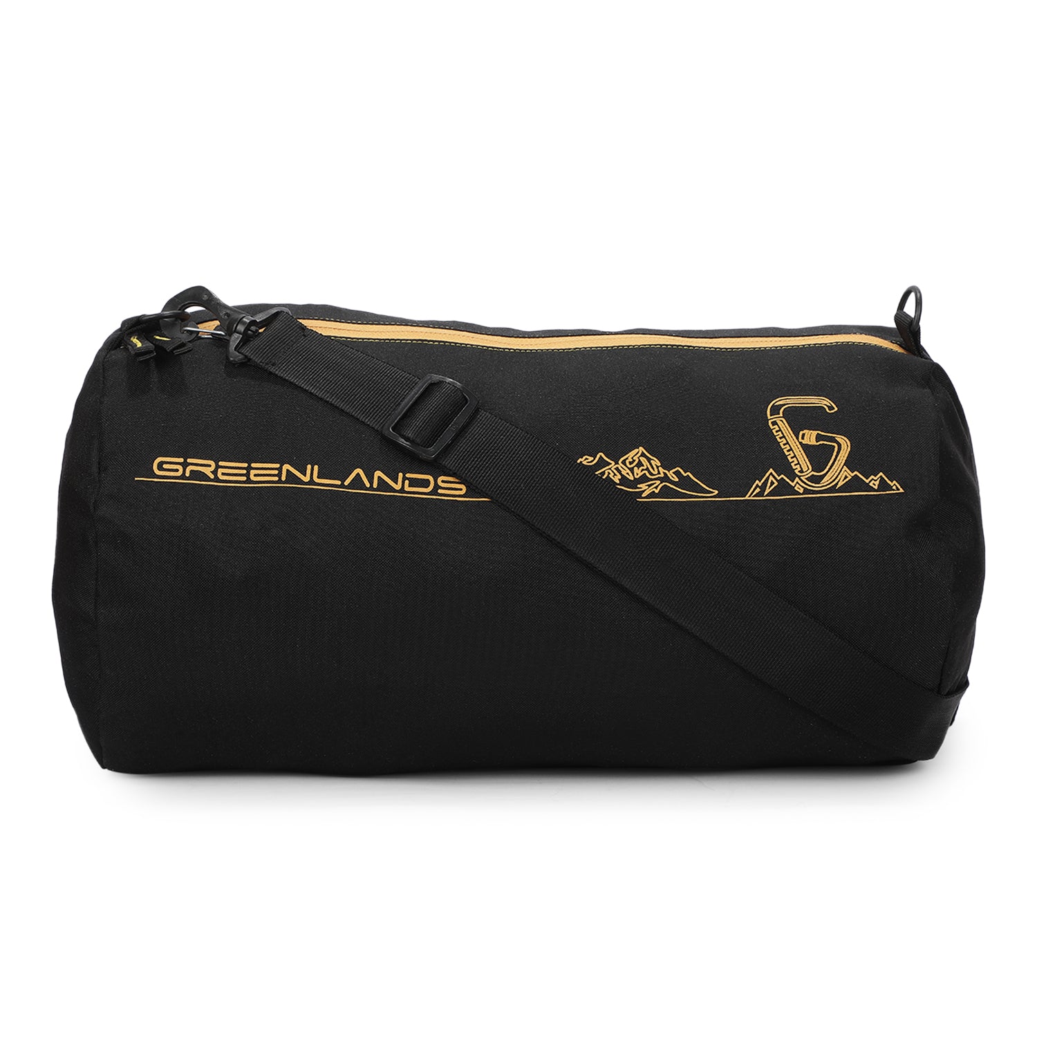 Greenlands Barrel Gym Bag with Detachable Sling Strap | Water-Resistant Duffel | Black