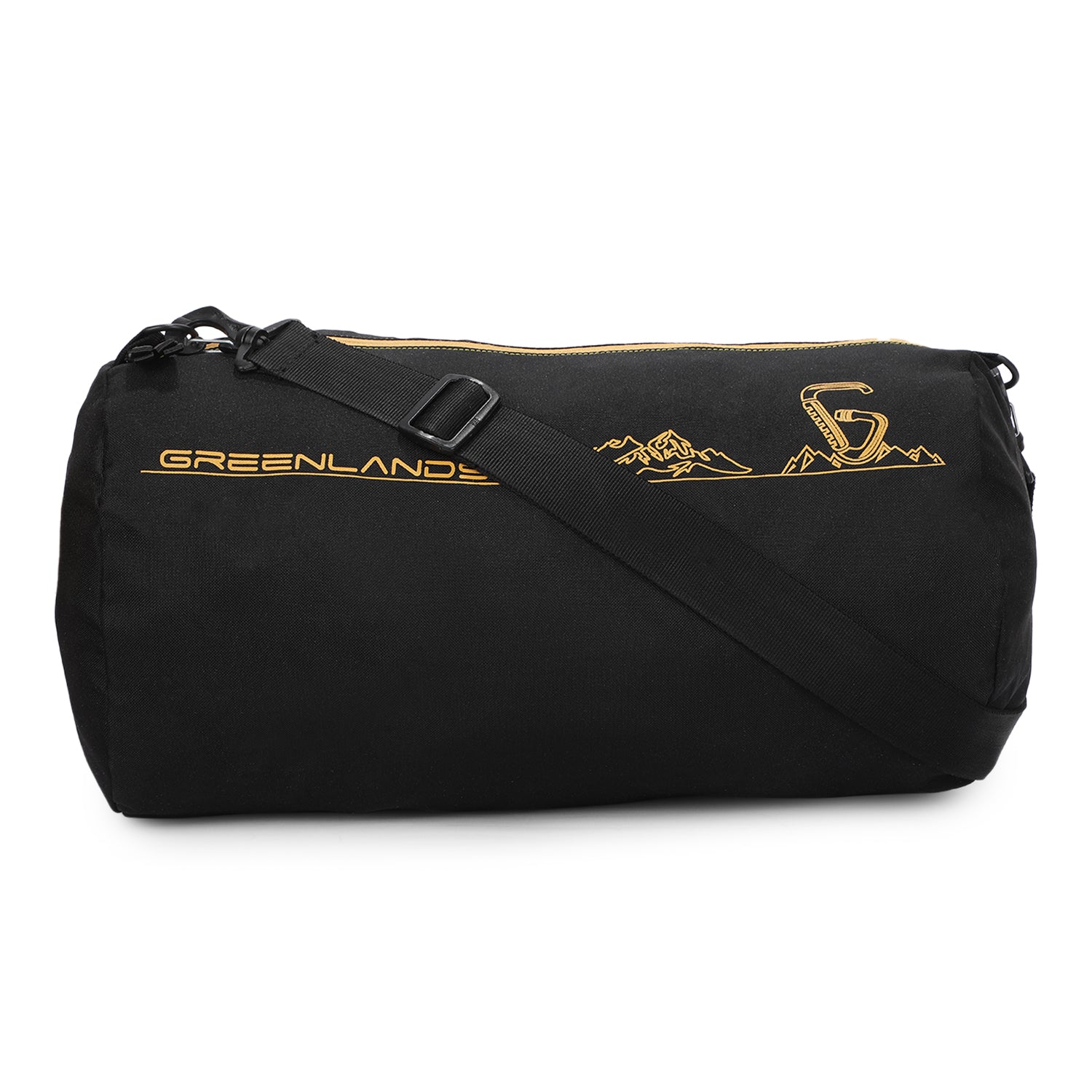 Greenlands Barrel Gym Bag with Detachable Sling Strap | Water-Resistant Duffel | Black