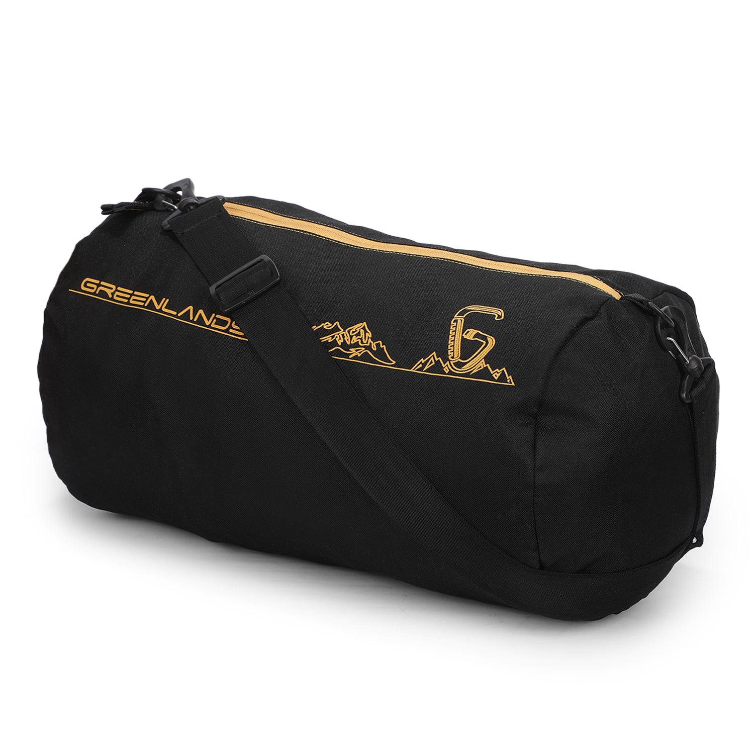 Greenlands Barrel Gym Bag with Detachable Sling Strap | Water-Resistant Duffel | Black