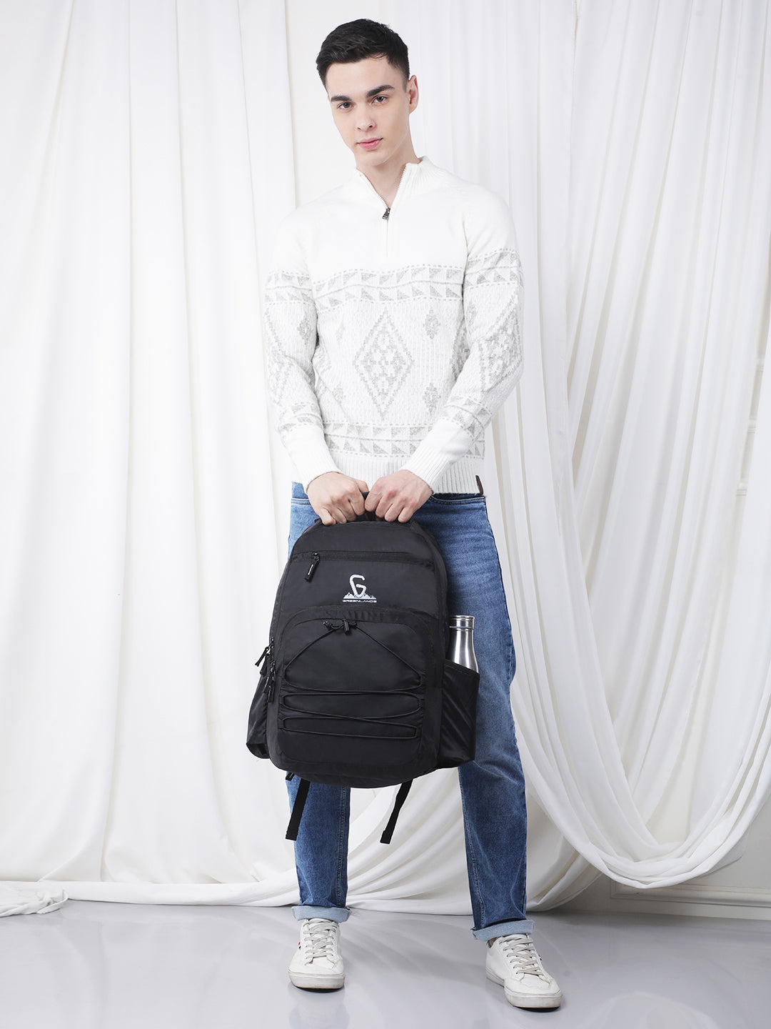 Greenlands 37L Ziggy Backpack with Attached Rain Cover – 2 Spacious Compartments, Ideal for Office, School, Travel, Trekking and Trips – Unisex, D Grey