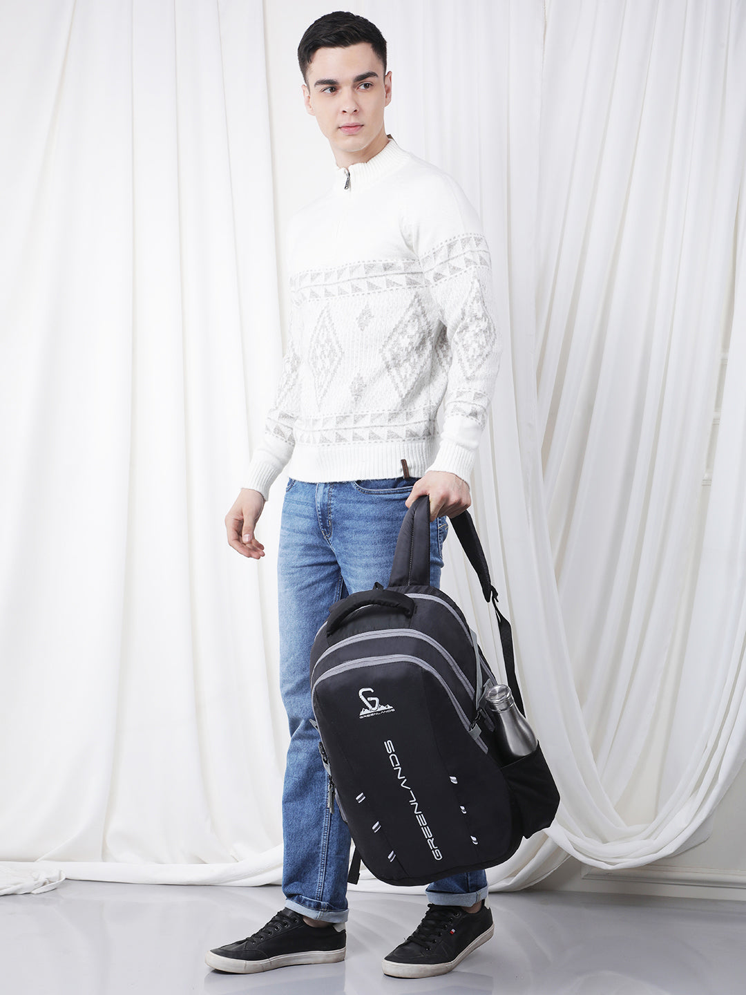 Greenlands 42L Quad Backpack with 17.3" Laptop padded sleeve | Attached Rain Cover | Lightweight bag with 3 Large Compartments | Ideal for School, College, Office & Travel | Dark Grey
