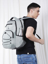 Greenlands 37L Ziggy Backpack with Attached Rain Cover – 2 Spacious Compartments, Ideal for Office, School, Travel, Trekking and Trips – Unisex, Light Grey