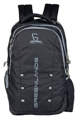 Greenlands 42L Quad Backpack with 17.3" Laptop padded sleeve | Attached Rain Cover | Lightweight bag with 3 Large Compartments | Ideal for School, College, Office & Travel | Dark Grey