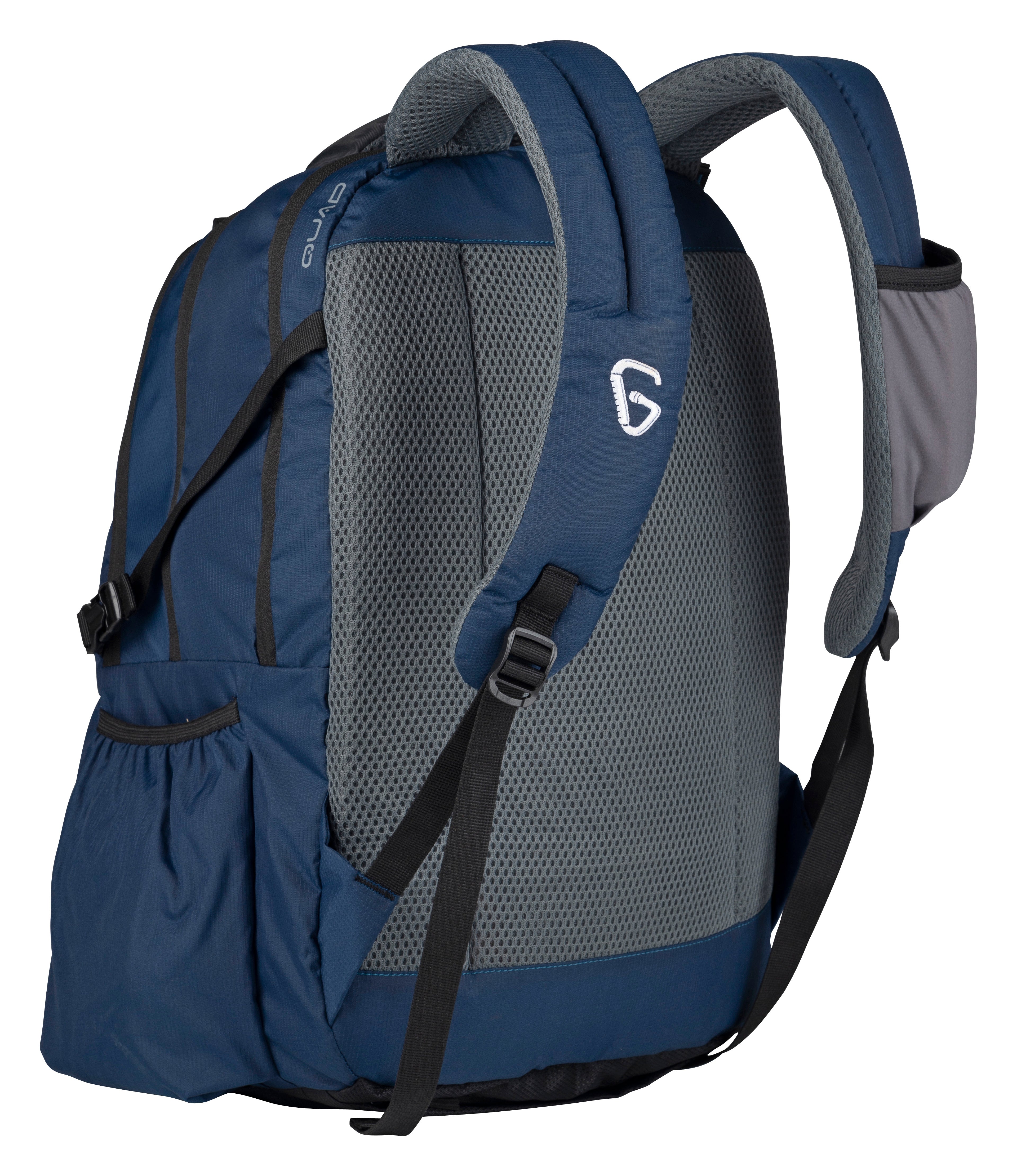 Greenlands 42L Quad Backpack with 17.3" Laptop padded sleeve | Attached Rain Cover | Lightweight bag with 3 Large Compartments | Ideal for School, College, Office & Travel | Navy