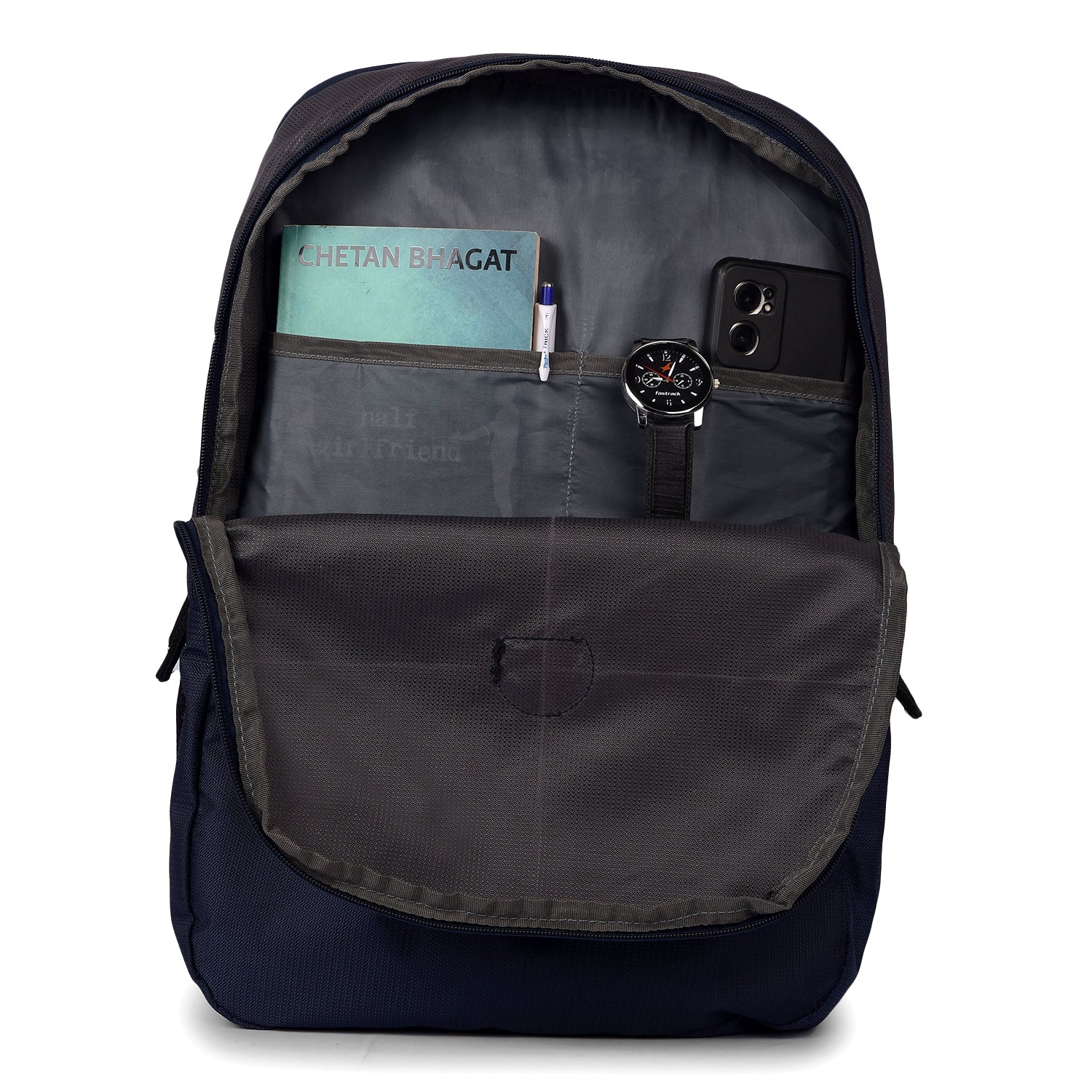 Greenlands 29L Stria Lightweight Backpack (Grey/Navy) | S-Curved Shoulder Straps & Spacious Compartment | Ideal for Men & Women | Perfect for Travel, School & Office