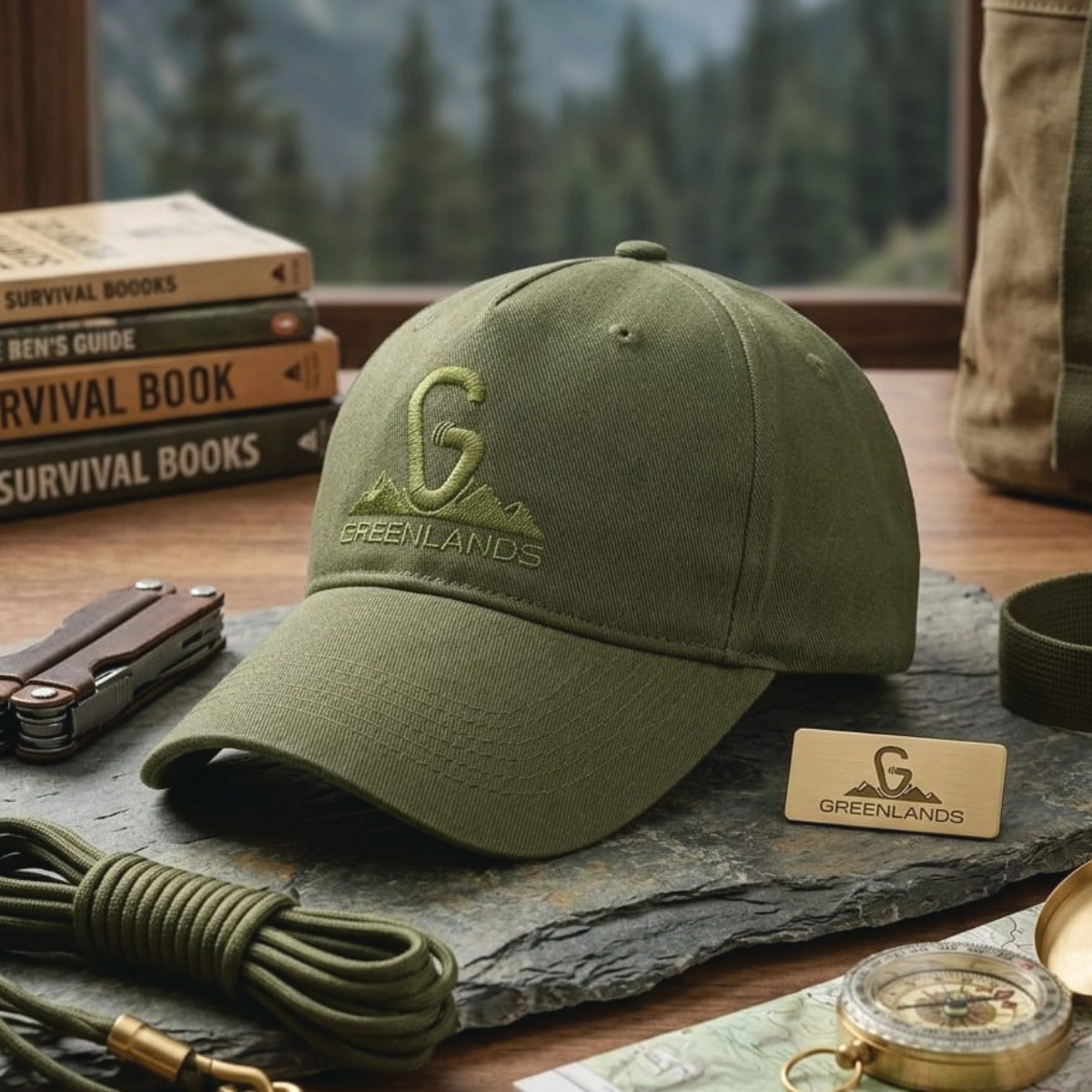 Greenlands Quadra Sports Cap - Olive | Structured Adjustable Cap for Outdoor, Trekking & Casual Wear