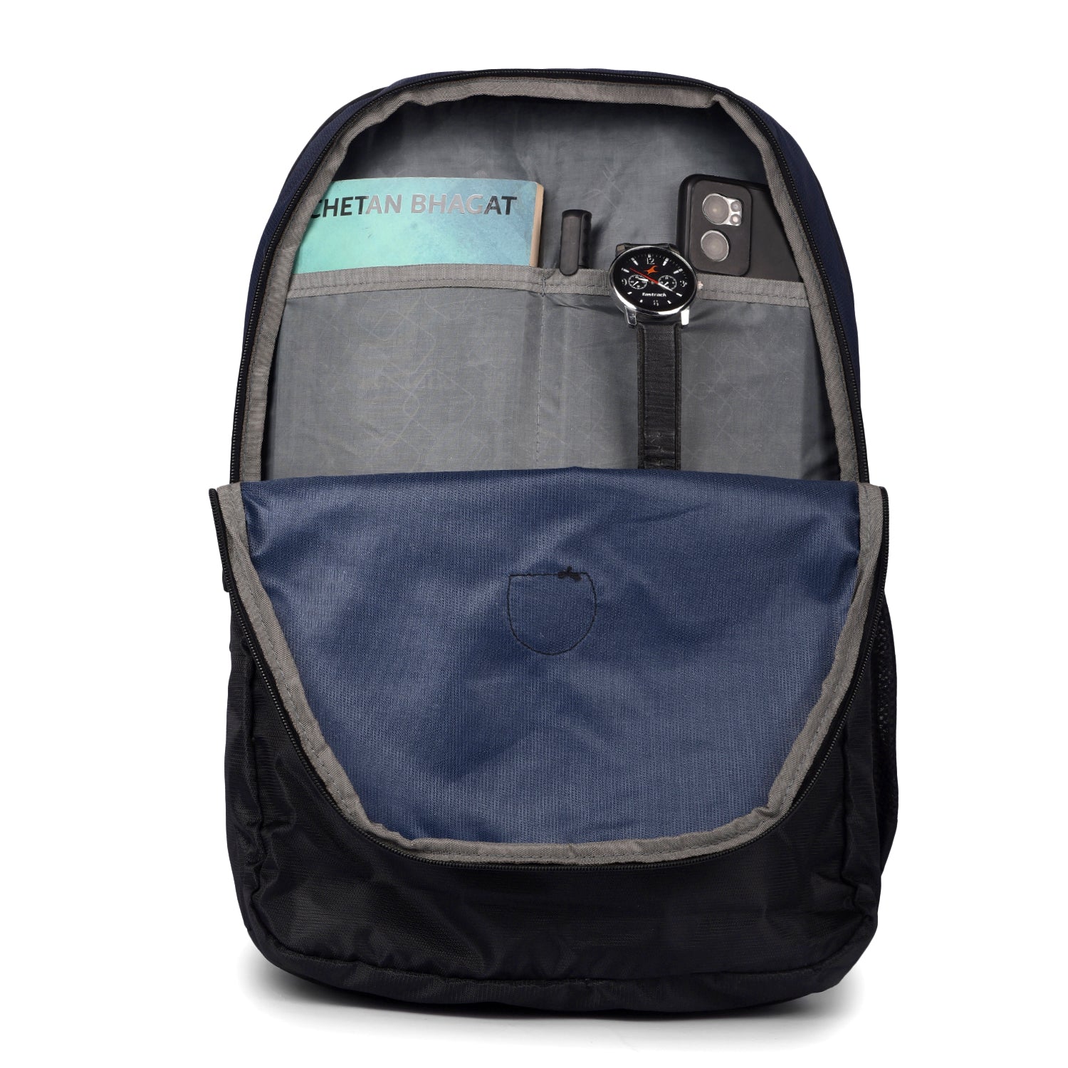 Greenlands 29L Stria Lightweight Backpack (Navy/Black) | S-Curved Shoulder Straps & Spacious Compartment | Ideal for Men & Women | Perfect for Travel, School & Office
