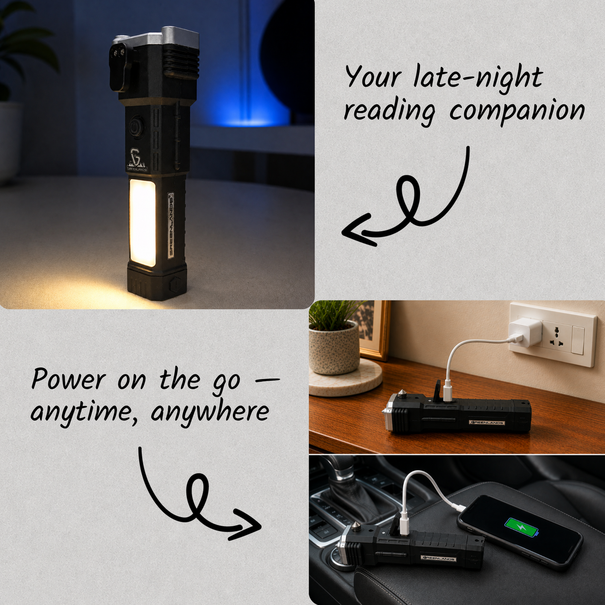 Greenlands 3W LED USB Rechargeable Torch