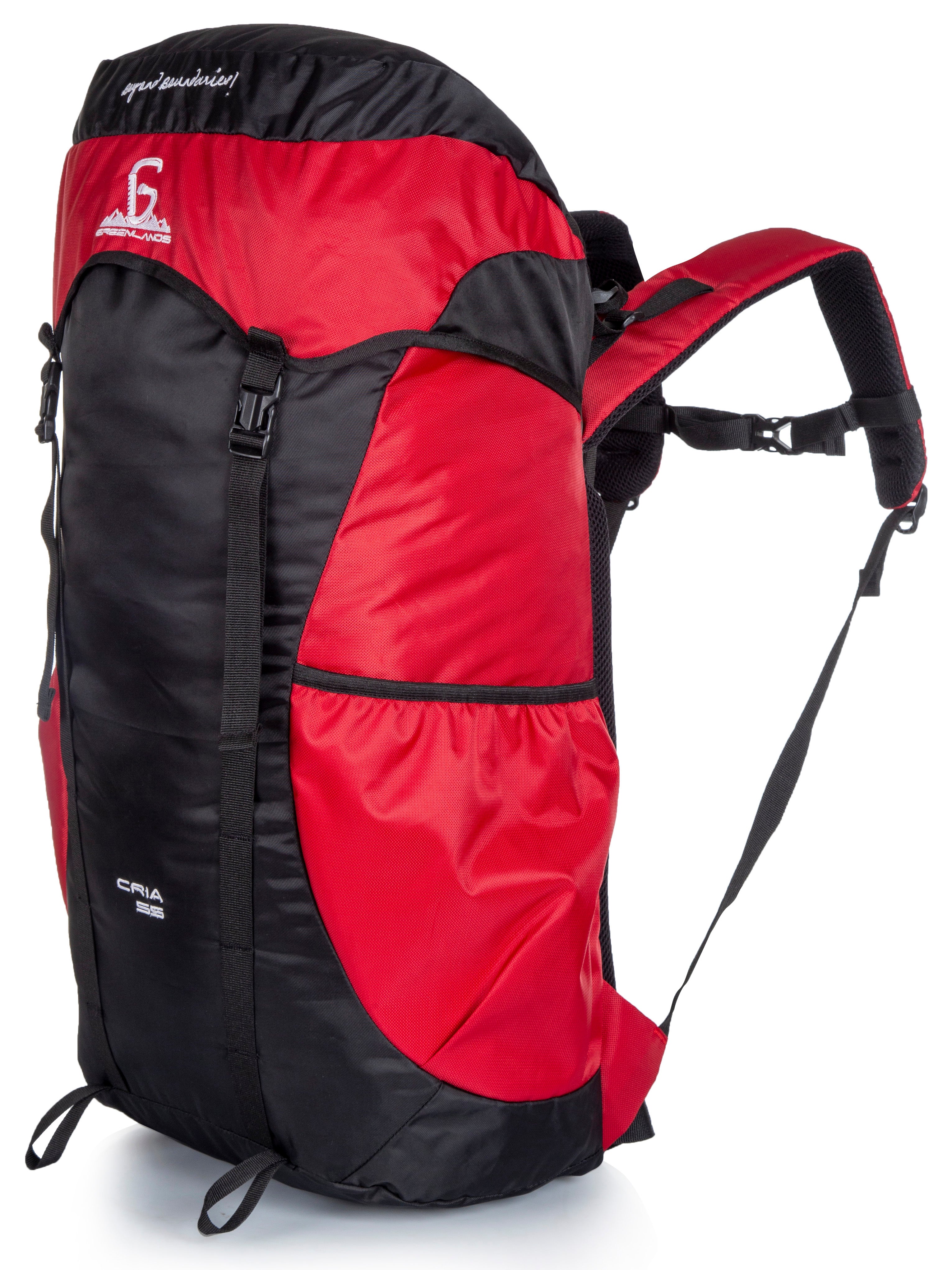 Greenlands CRIA 55L Rucksack Red | Durable Trekking Bag with Multiple Compartments for Adventure Travel