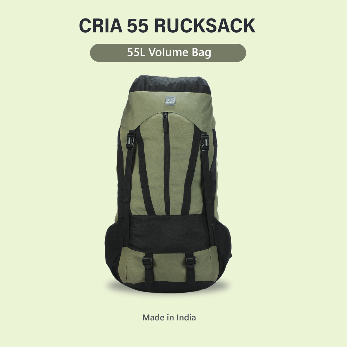 Greenlands CRIA 55L Rucksack Olive | Durable Trekking Bag with Multiple Compartments for Adventure Travel