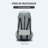 Greenlands CRIA 55L Rucksack Grey | Durable Trekking Bag with Multiple Compartments for Adventure Travel
