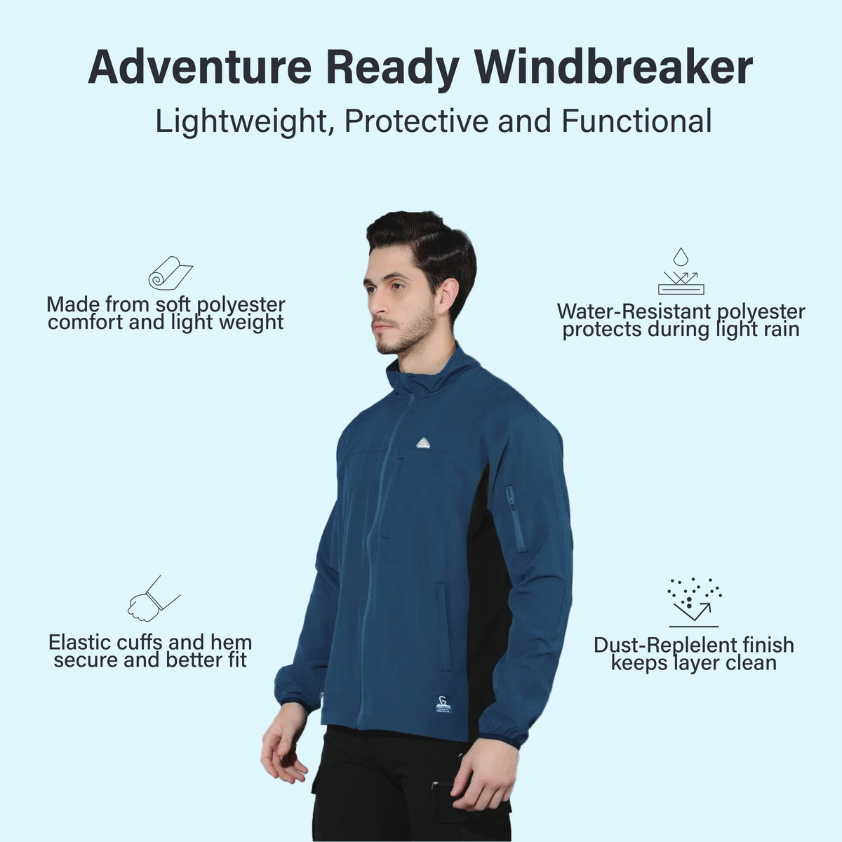 NS Lycra DUO Windbreaker Hiking Jacket Teal Blue