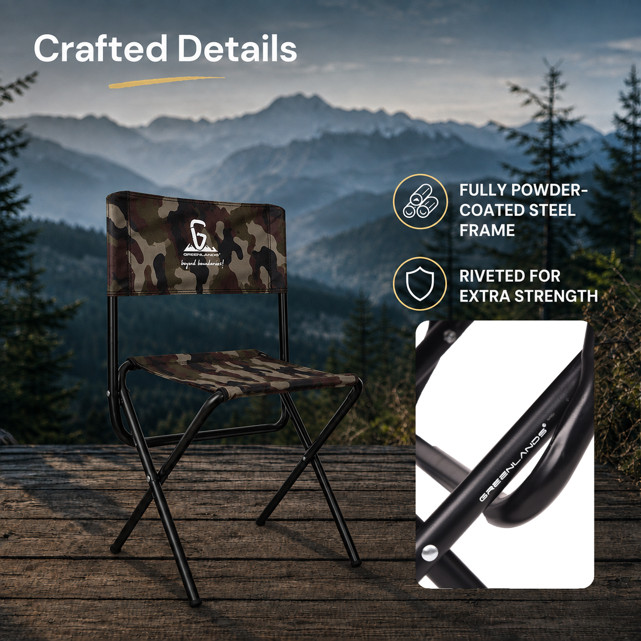 Foldable Camping Chair – Mild Steel, Camo
