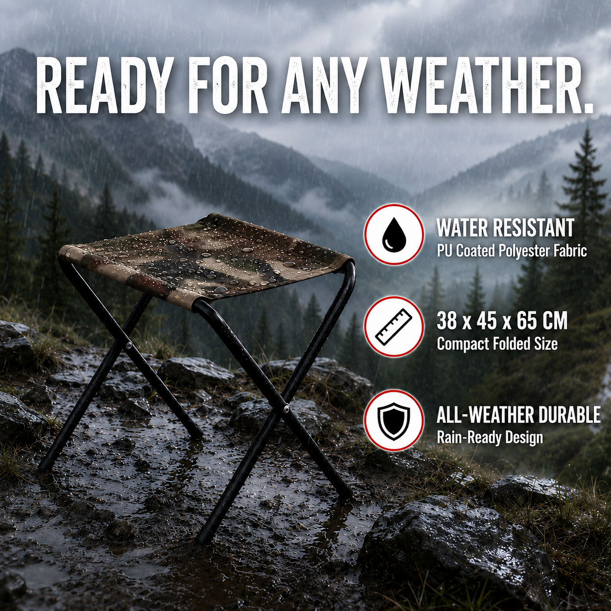 Foldable Camping Stool – Mild Steel Camo