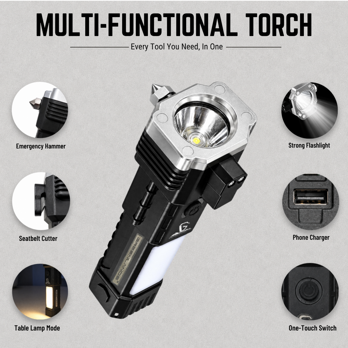 Greenlands 3W LED USB Rechargeable Torch