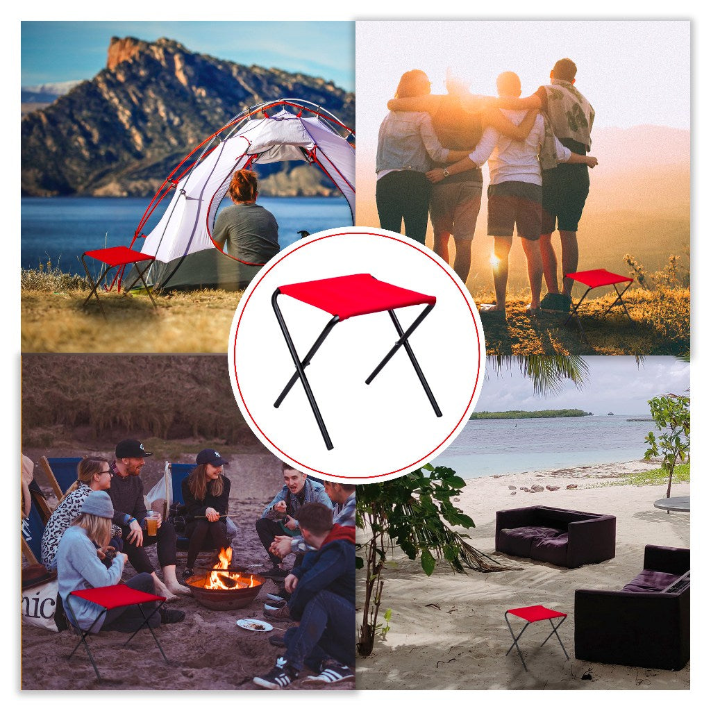 Greenlands Foldable Camping Stool – Mild Steel Small, Red | Compact Portable Outdoor Stool for Trekking & Picnic