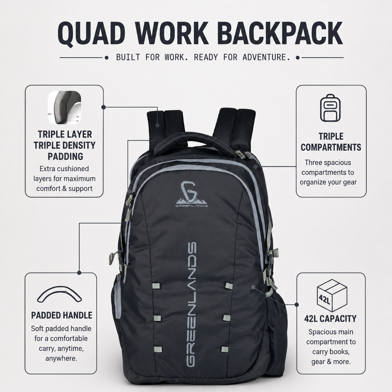 42L Quad Work Backpack | Dark Grey