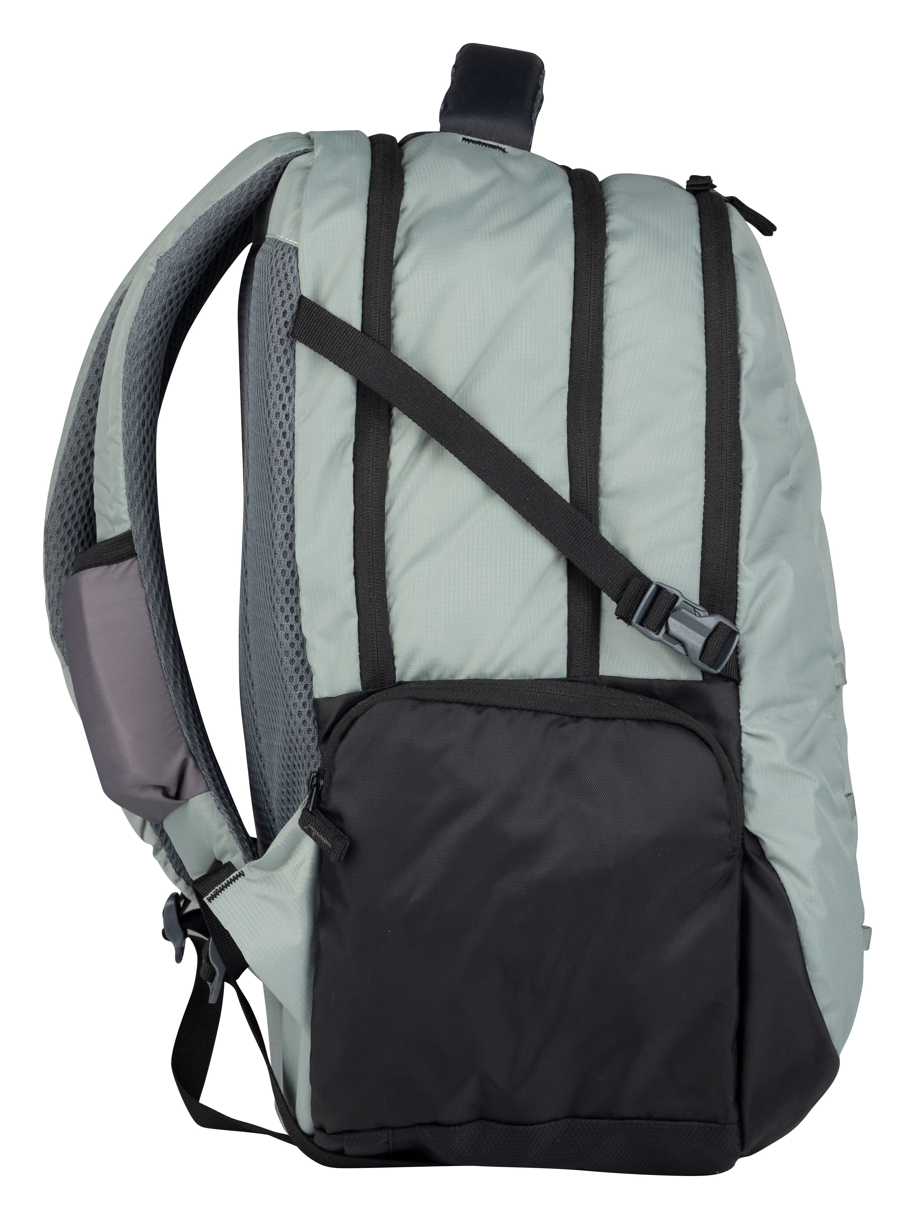 Greenlands 42L Quad Backpack with 17.3" Laptop padded sleeve | Attached Rain Cover | Lightweight bag with 3 Large Compartments | Ideal for School, College, Office & Travel | Light Grey