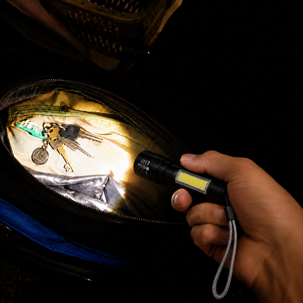 Greenlands Mini LED Rechargeable Pocket Torch – 200 Lumens, 3 Modes, Zoom Focus