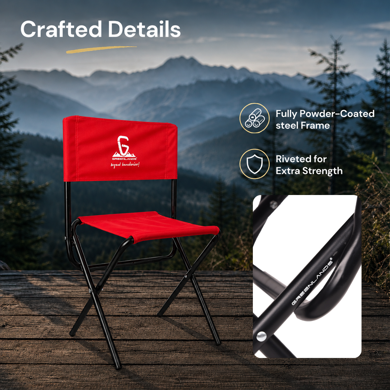 Foldable Camping Chair – Mild Steel, Red