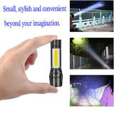 Greenlands Mini LED Rechargeable Pocket Torch – 200 Lumens, 3 Modes, Zoom Focus | Camping & Hiking Flashlight