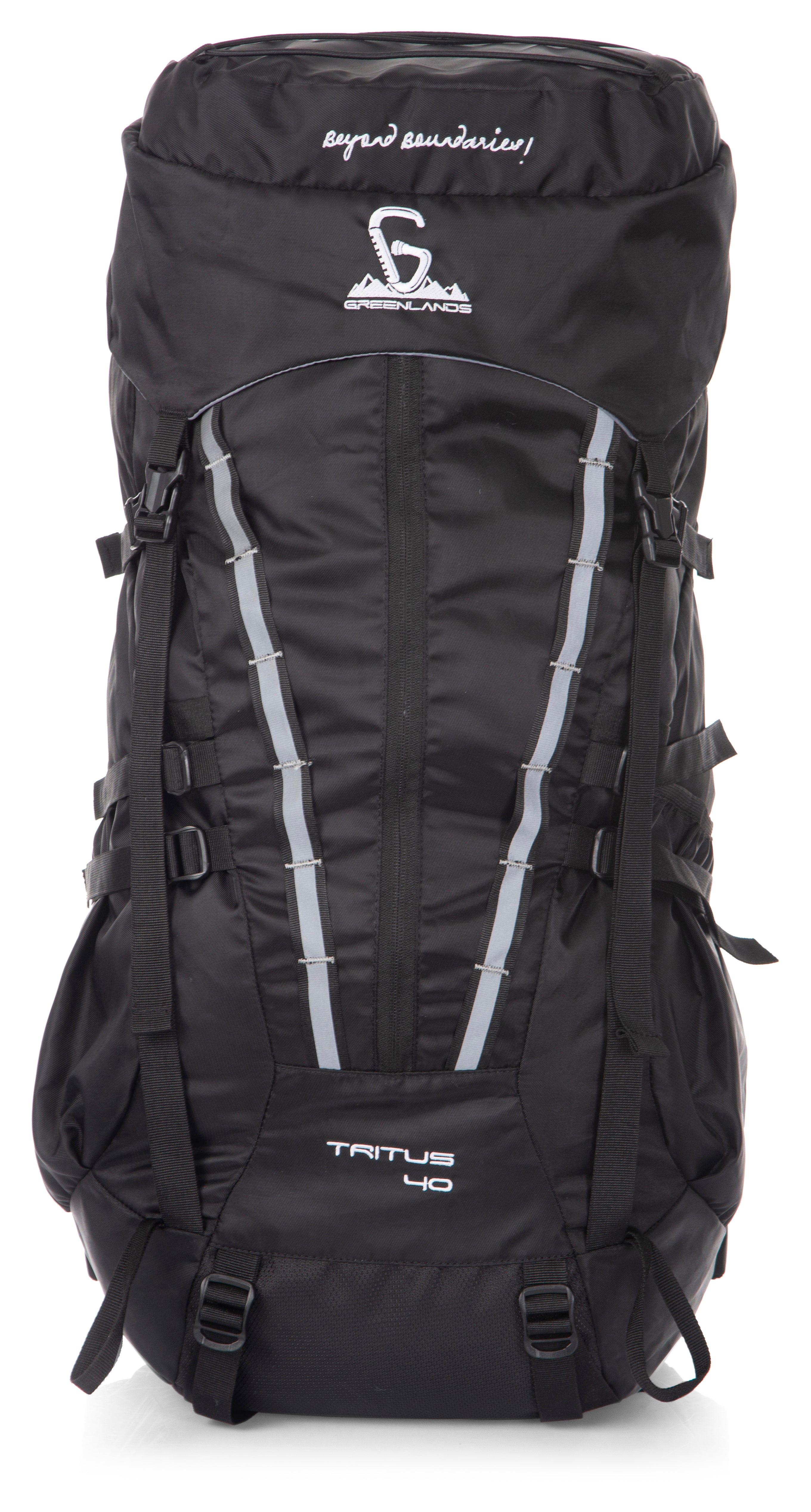 Greenlands TRITUS 40L Rucksack – Black | Durable Trekking & Hiking Backpack for Camping & Adventure