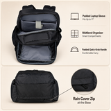 Greenlands 37L Ziggy Backpack with Attached Rain Cover – 2 Spacious Compartments, Ideal for Office, School, Travel, Trekking and Trips – Unisex, D Grey
