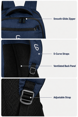 Greenlands 37L Ziggy Backpack with Attached Rain Cover – 2 Spacious Compartments, Ideal for Office, School, Travel, Trekking and Trips – Unisex, Navy
