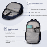 Greenlands 33L Zipster Laptop Backpack | 3 Large Compartments, Fits Up to 17" Laptop | Perfect for Office, School, Travel & Hiking | Unisex (Navy)