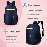 Greenlands 33L Zipster Laptop Backpack | 3 Large Compartments, Fits Up to 17" Laptop | Perfect for Office, School, Travel & Hiking | Unisex (Navy)