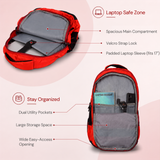 Greenlands 33L Zipster Laptop Backpack | 3 Large Compartments, Fits Up to 17" Laptop | Perfect for Office, School, Travel & Hiking | Unisex (Red)