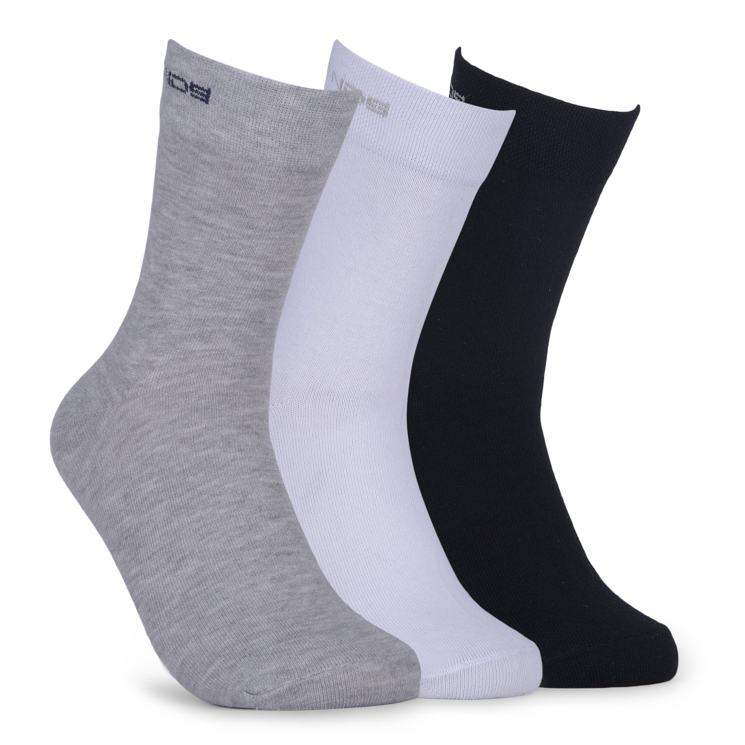 Greenlands TRISH Crew Socks | Cushioned, Breathable Cotton Socks for Men – Pack of 3 (White/Grey/Black)