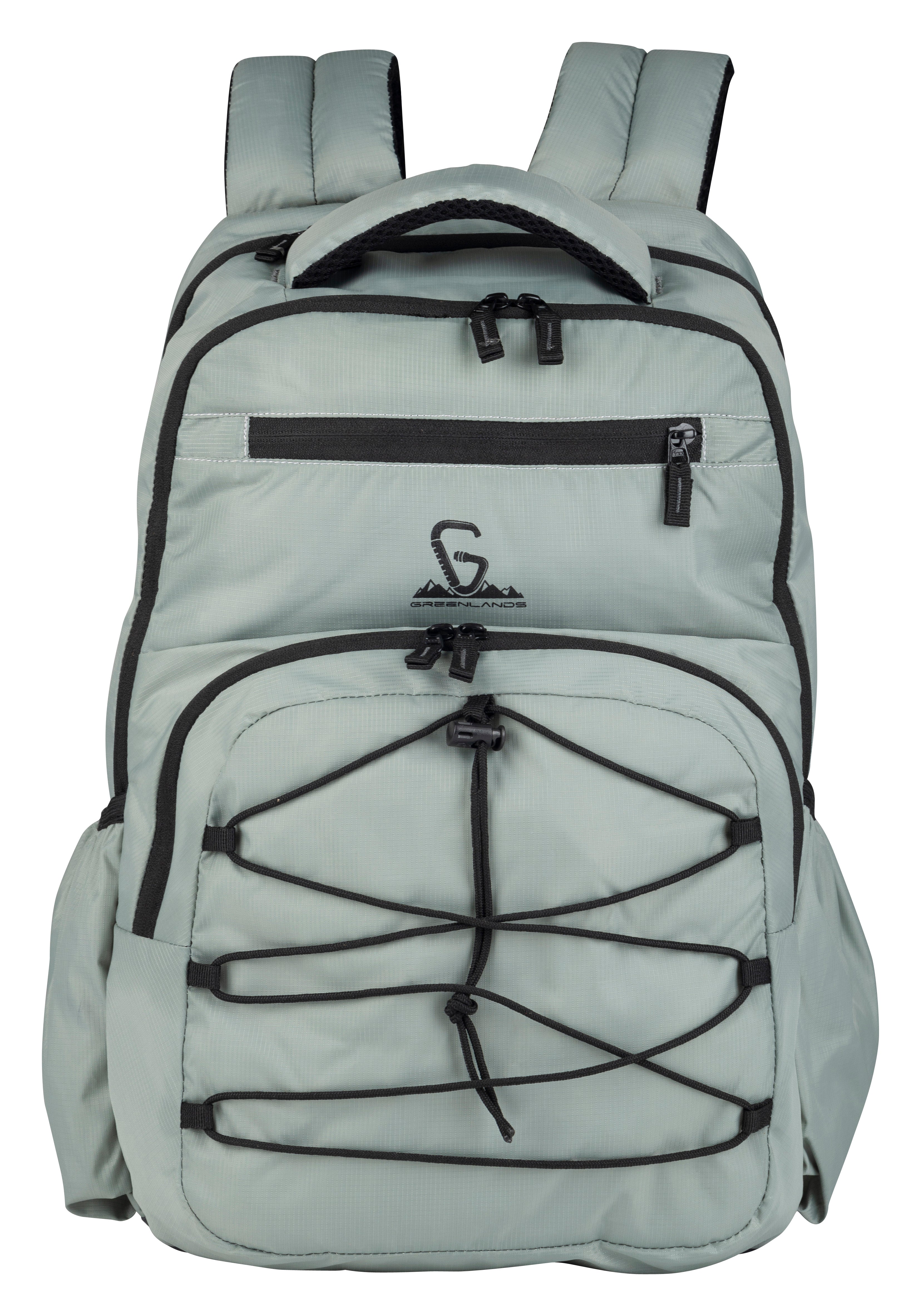 Greenlands 37L Ziggy Backpack with Attached Rain Cover – 2 Spacious Compartments, Ideal for Office, School, Travel, Trekking and Trips – Unisex, Light Grey