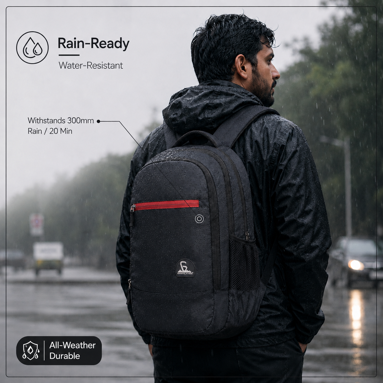 Greenlands 33L Zipster Laptop Backpack | 3 Large Compartments, Fits Up to 17" Laptop | Perfect for Office, School, Travel & Hiking | Unisex (Black)