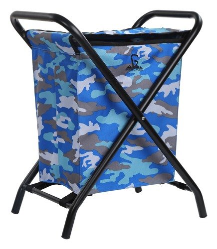 Greenlands 20L Medium Camo Camping Storage Bin - Mild Steel Folding Frame with Rust-Resistant Polyester Fabric, No Assembly Required for Outdoor Gear