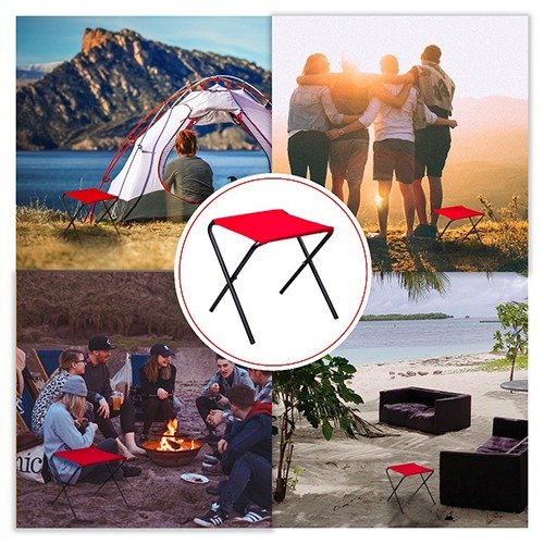 Greenlands Foldable Camping Stool – Mild Steel Medium, Red | Durable Portable Outdoor Stool for Trekking & Camping