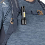 Greenlands Mini LED Rechargeable Pocket Torch – 200 Lumens, 3 Modes, Zoom Focus | Camping & Hiking Flashlight