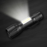 Greenlands Mini LED Rechargeable Pocket Torch – 200 Lumens, 3 Modes, Zoom Focus | Camping & Hiking Flashlight
