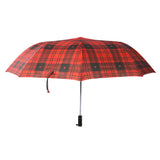 Greenlands 2-Fold 27-Inch Umbrella | UV Protection, Silver Lining, Wind-Resistant | Plaid Design, Rose-Gold Handle | Sun & Rain Umbrella