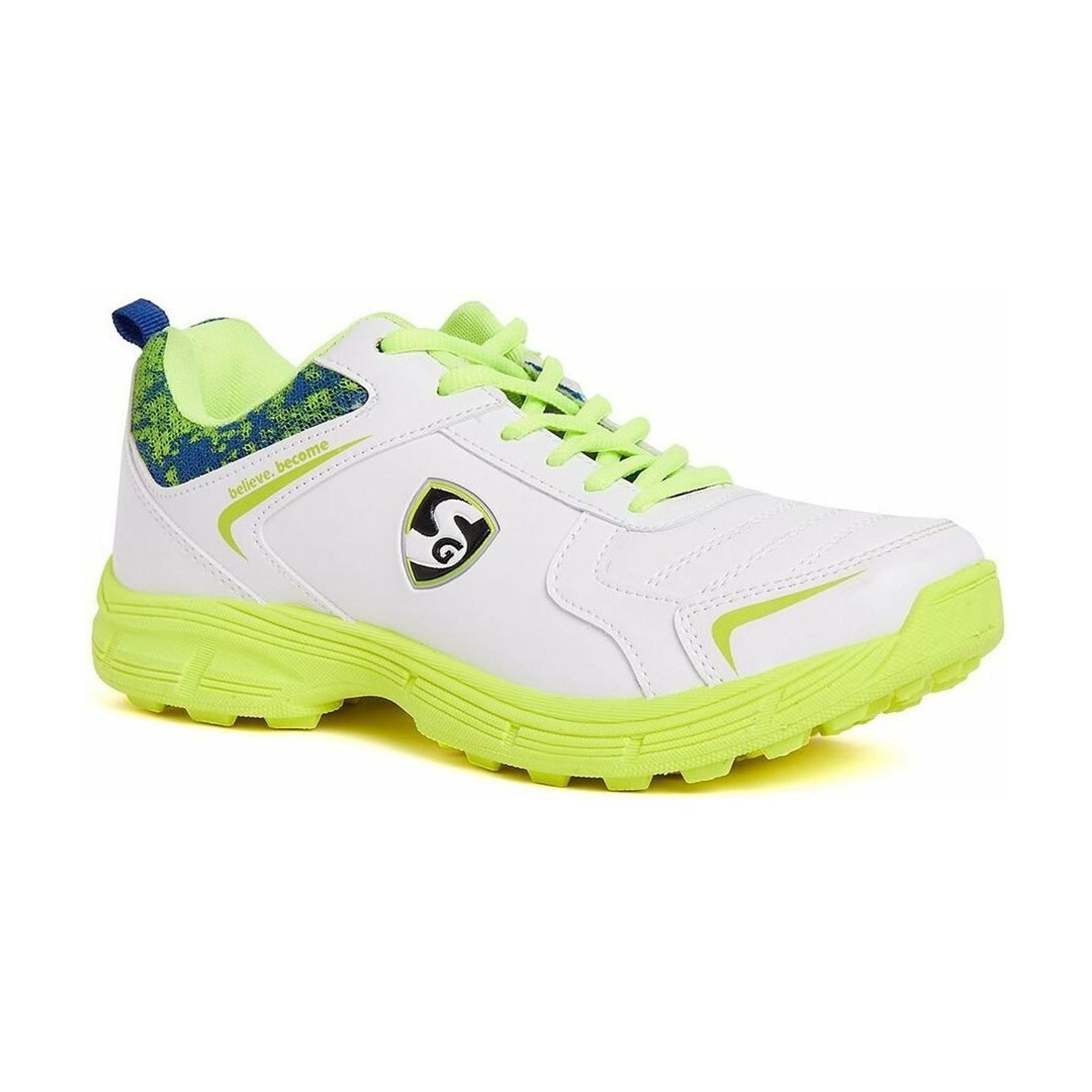 SG Savage Stud Shoe: Dynamic Royal Blue & Lime Cricket Footwear