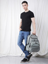 Greenlands 37L Ziggy Backpack with Attached Rain Cover – 2 Spacious Compartments, Ideal for Office, School, Travel, Trekking and Trips – Unisex, Light Grey