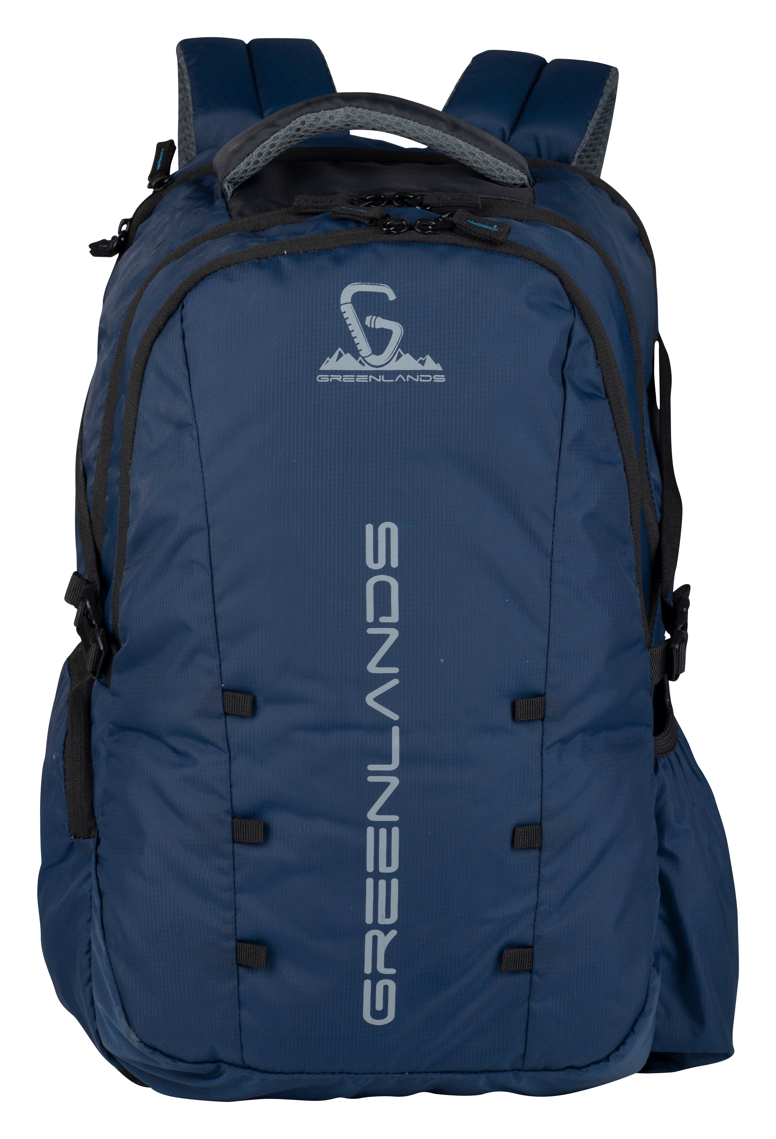 Greenlands 42L Quad Backpack with 17.3" Laptop padded sleeve | Attached Rain Cover | Lightweight bag with 3 Large Compartments | Ideal for School, College, Office & Travel | Navy
