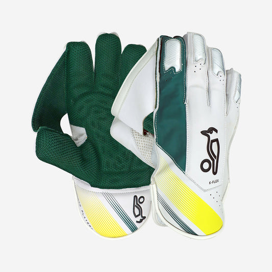 W K Gloves Kookaburra Pro Players Wht/Green/Ylw