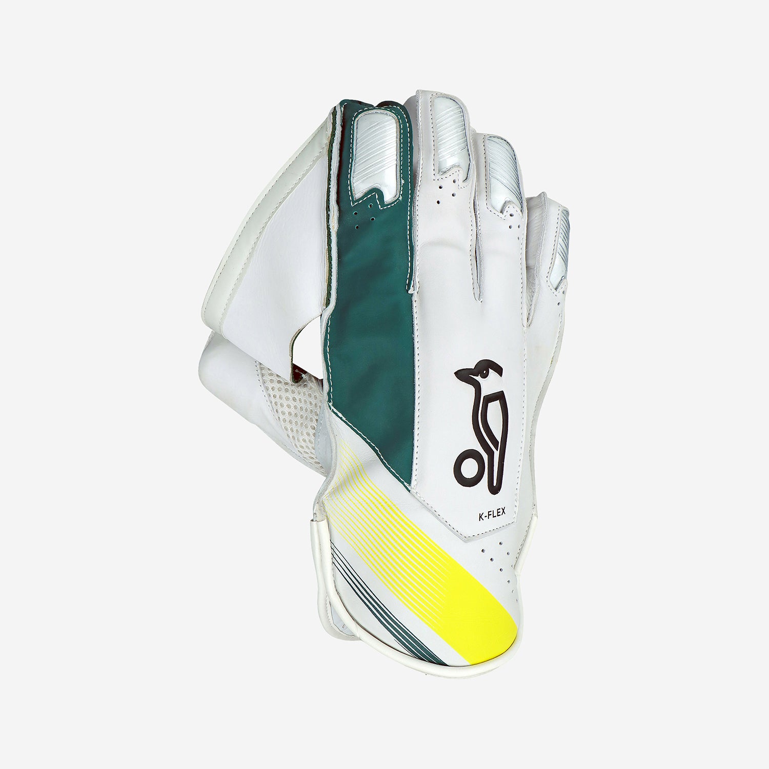 W K Gloves Kookaburra Pro Players Wht/Green/Ylw