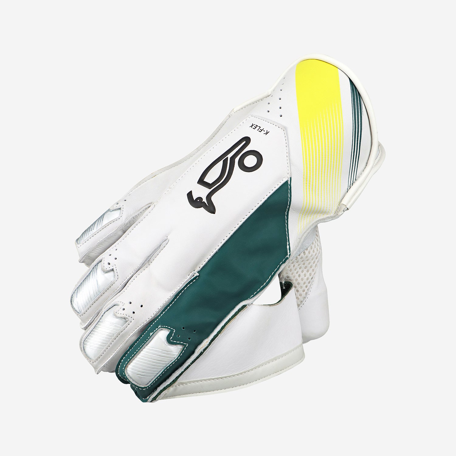 W K Gloves Kookaburra Pro Players Wht/Green/Ylw