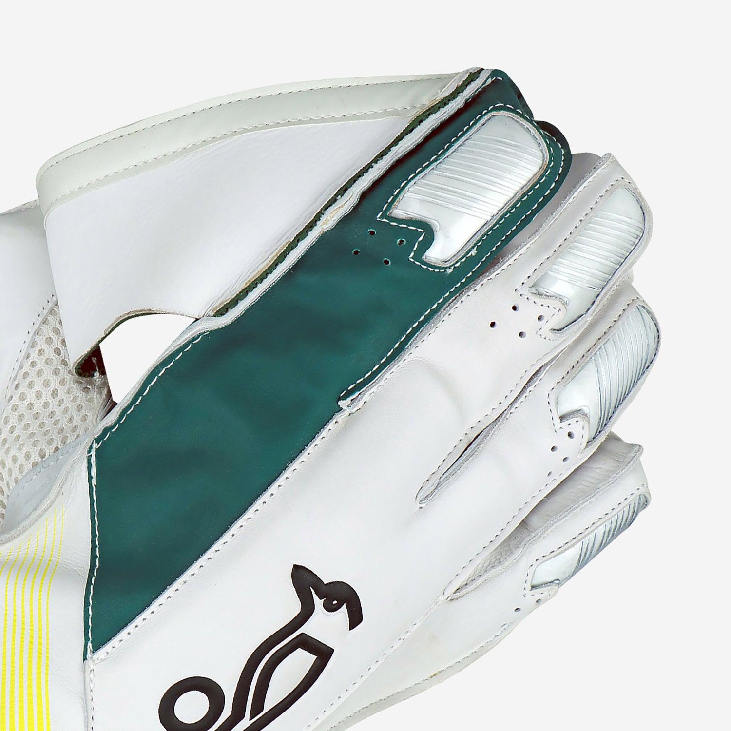 W K Gloves Kookaburra Pro Players Wht/Green/Ylw