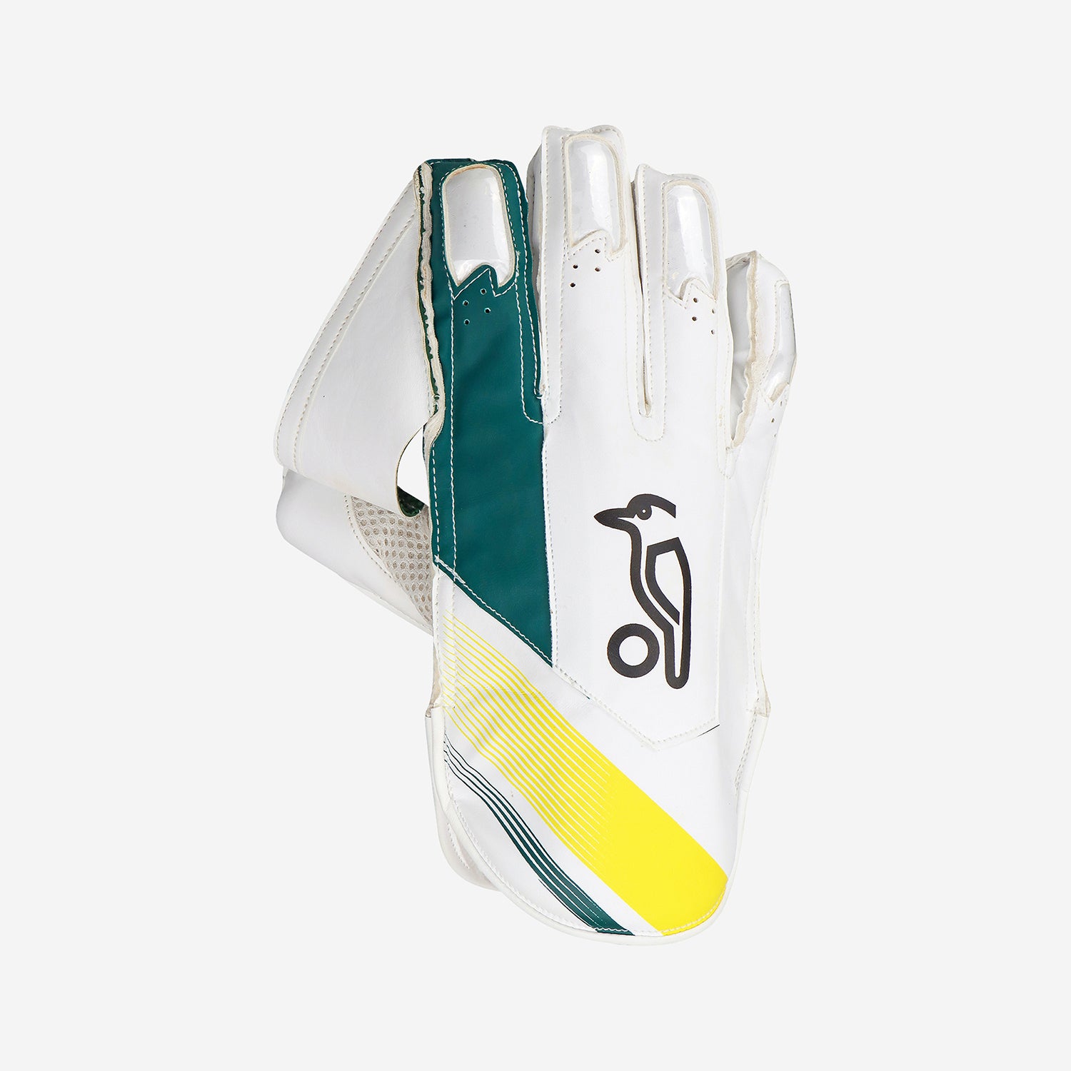 W K Gloves Kookaburra Pro Players Wht/Green/Ylw