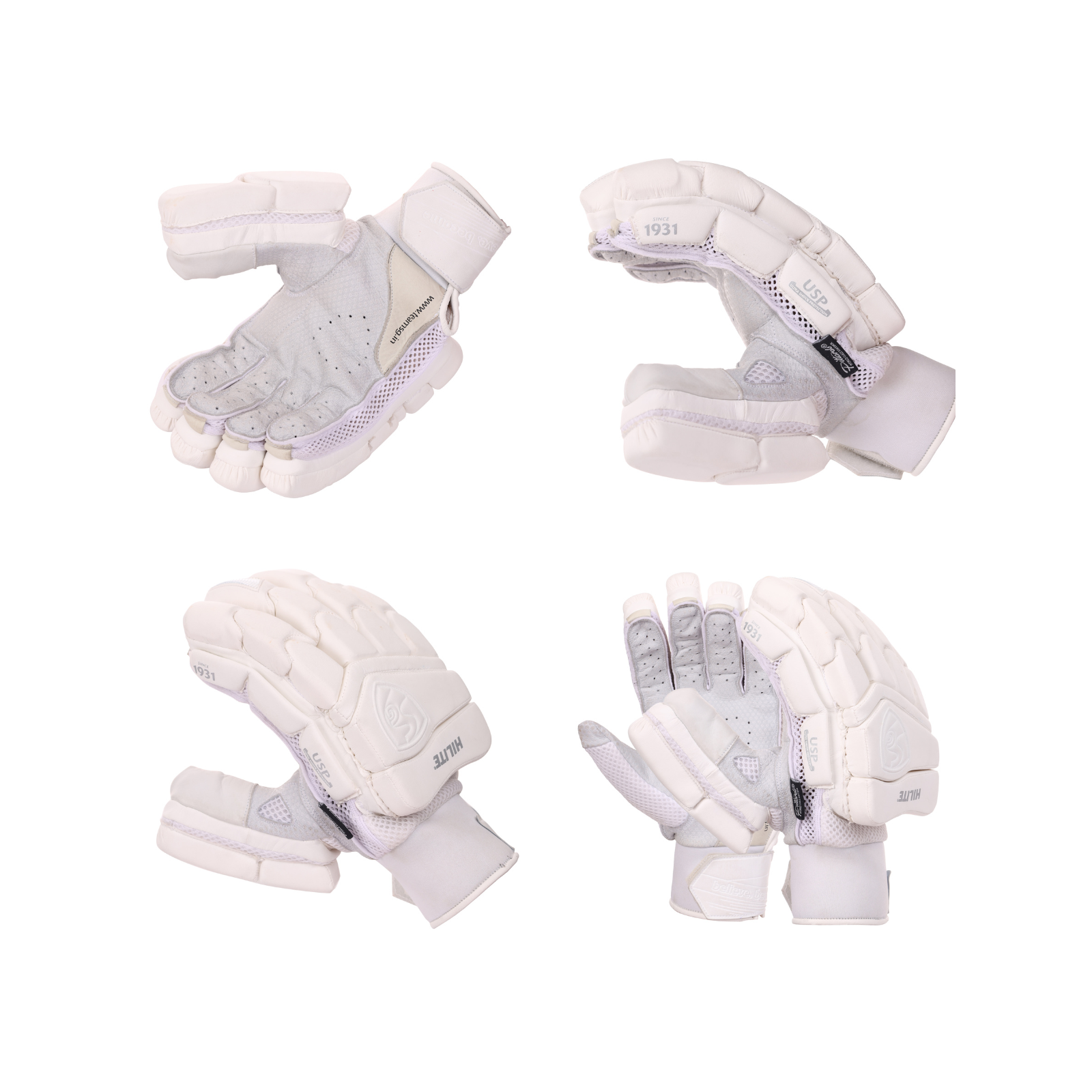 SG Hilite White Batting Gloves with High Quality Sheep Leather